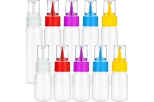 Lukdin 10 Pcs Squeeze Bottles – 30ml & 60ml Plastic Icing Bottles for Cake, Cookie, Pastry, Frosting, Food Coloring, DIY, and Ice Cream Decoration