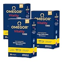 Omega 3 OMEGOR Vitality 1000 IFOS 5 Stelle dal 2006 – Olio di Pesce Omega 3 Capsule Senza Ritorno di Gusto e Facile da Digerire – 90 cps (3 Confezioni)