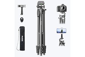 AULEDA 71″ Camera Tripod Aluminum Tall Tripod Stand Compatible with Canon Nikon with Wireless Remote Phone Holder and Bag Max Load 6.6 LB