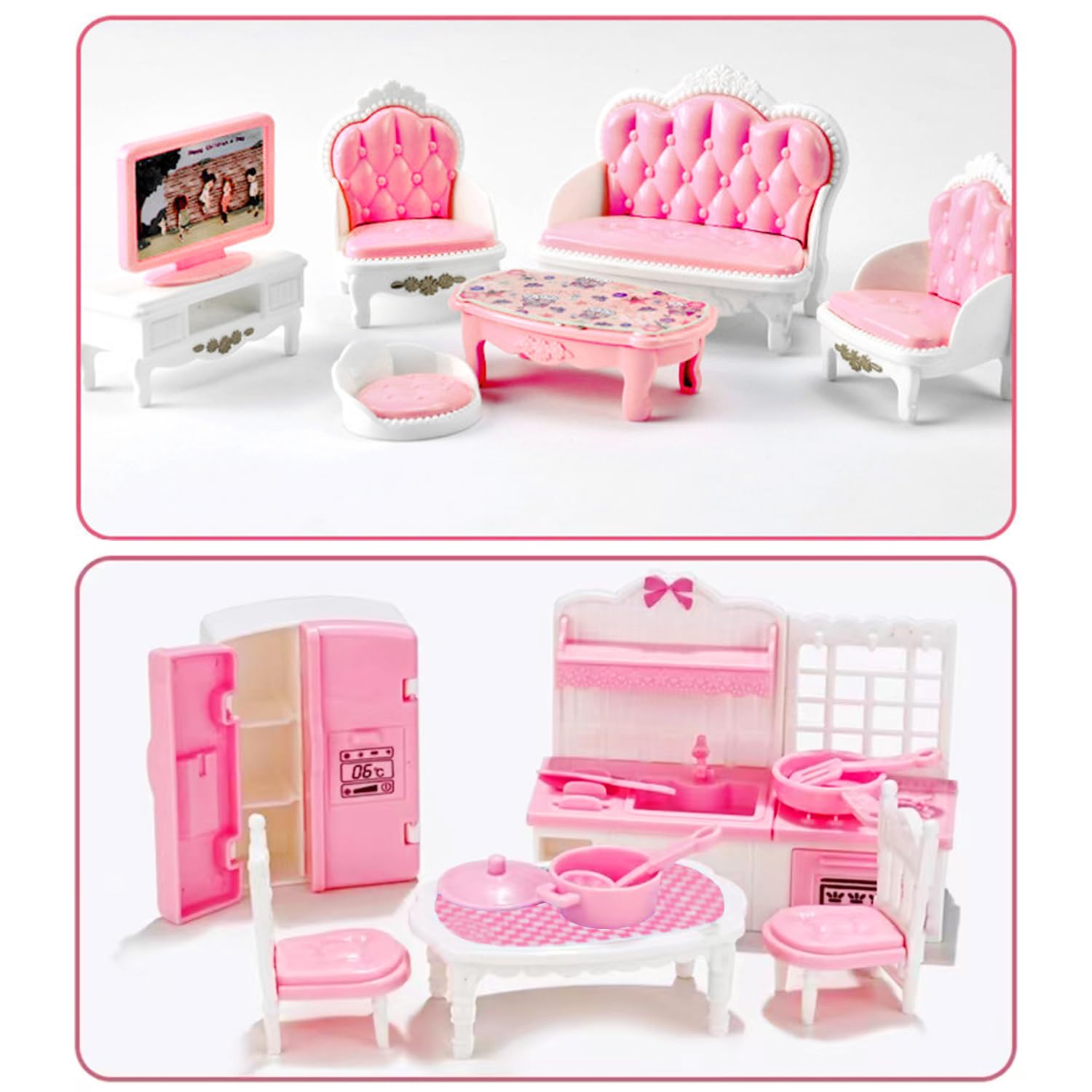 35 Pcs Dollhouse Furniture Accessories Set Mini House Furniture Small Dollhouse Miniature Furniture Play House Accessories 1:12 Tiny Kitchen Bedroom LivingRoom Bathroom Boy Girl Toddler3Y+ (A Set)