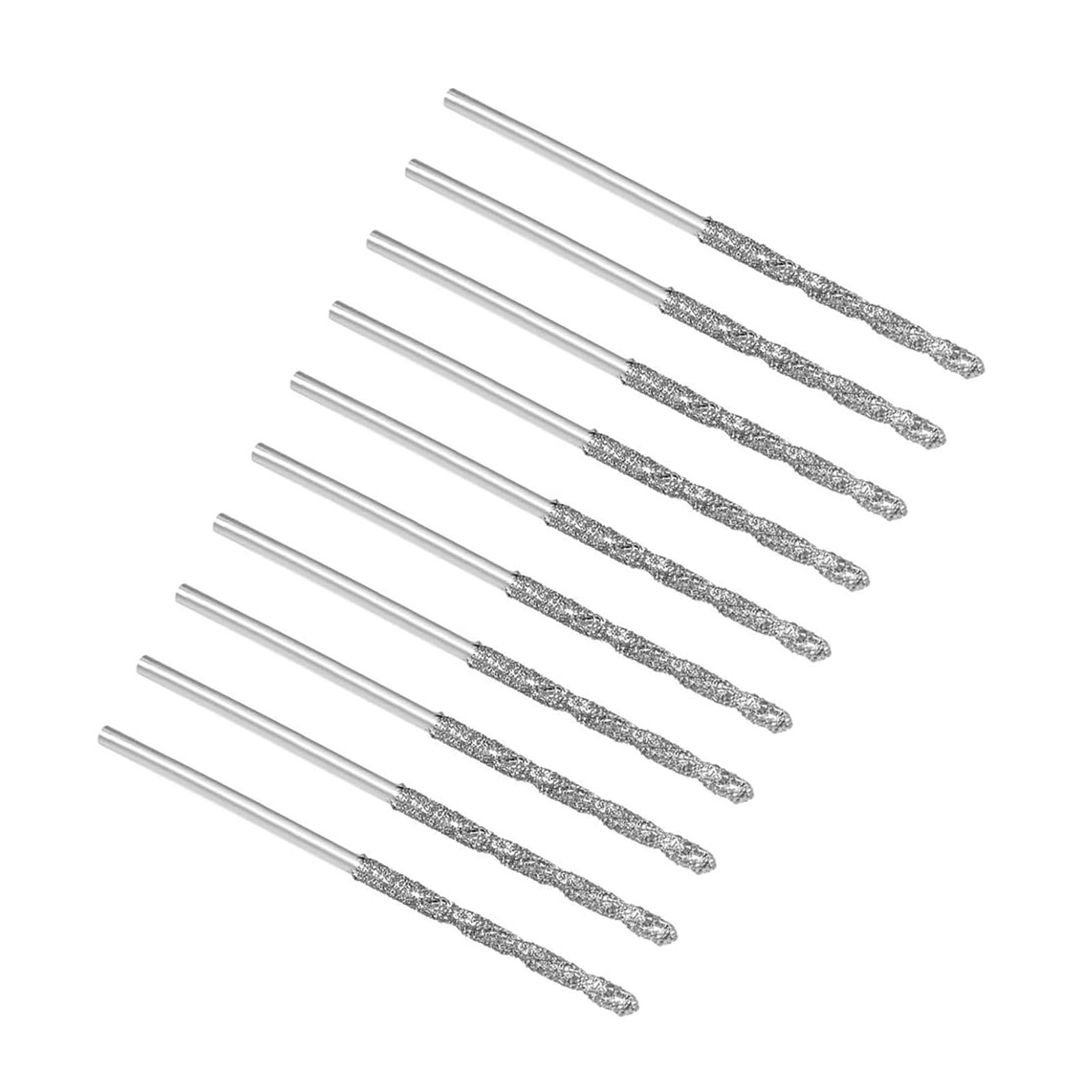 TOP-VIGOR 10Pcs 1.2mm Diamond Twist Drill Bit, Diamond Tipped Twist Drill Bit Set Masonry Drill Bits Rotary Tools for Wood Glass Stone Cutting