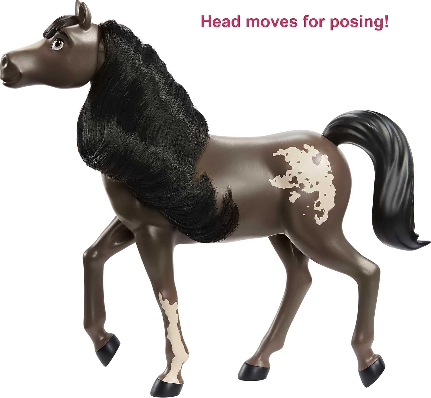 Mattel Spirit Untamed Herd Horse (Approx. 8-in), Moving Head, Bay Pinto with Long Black Mane & Playful Stance - Image 4