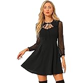 Allegra K Women's Sweetheart Neckine Cutout A-Line Mesh Sleeve Gothic Mini Dress