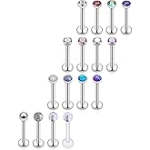 Jenxnjsjo Lip Rings Cartilage Earring 16g 6/8/10mm Medusa Monroe Ashley Labret Surgical Steel Flat Back Tragus Helix Conch Piercing Jewelry Earrings for Women Men