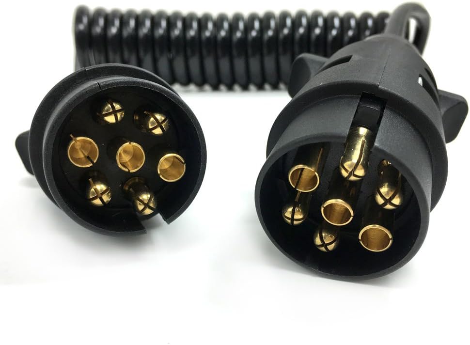 SmartSpec 7 Pin Metal Trailer Plugs w/curly extension Cable Lead 1.5M