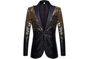 PYJTRL Men Fashion Gradual Change Color Sequins Suit Jacket
