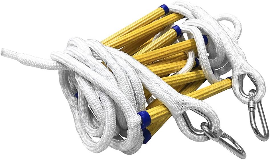 QWORK Emergency Fire Ladder Flame Resistant Safety Rope Escape Ladder with Carabiners for Fast to Deploy in Fire, Weight Capacity up to 2000 pounds, 2 Story 16 FT: Kitchen & Dining