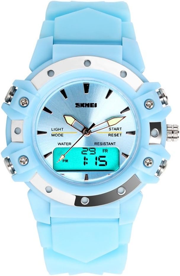 Fashion Sport Watch Multifunction Analogue Digital Display Dual Timezone LED Outdoor Electronic Alarm Backlight Stopwatch Watches for Men Women Kids Boy Children