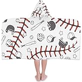 Hanxuanyifan Kids Bath Towels,Baseball Kids Towel Girls Boys Hooded Beach,Bathroom,Pool Swim Towels 24 × 50 Inch Ultra Absorbent Wearable Wrap Towels for Child