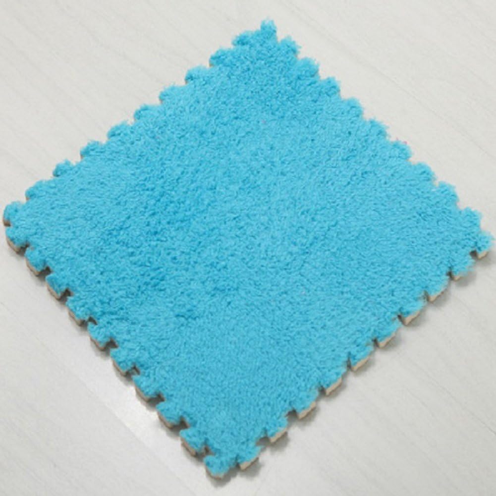LYCOS3 Interlocking Tiles Exercise Mat, 2PCS Soft Developing Crawling Rugs Play Foam Mat for Baby Games, Gym Equipment and Cushion for Workouts, 30x30cm (2 Pack,Blue)