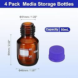 PATIKIL 4 Pack Reagent Media Storage Bottles, 50ml