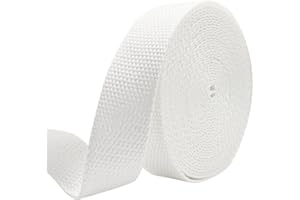 AEVORA 1 inch Cotton Webbing Braid Handles Bag Strap 15ft High Density Webbing Plain Weave Straps for Cloth Tote Bag, Pet Collars, DIY Projects, Crafts, Outdoor Accessories (White 529)