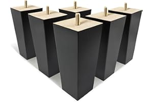 AORYVIC 6 inch Furniture Legs Black Couch Legs Set of 6 Ottoman Replacement Sofa Legs for Sectional, Dresser, Recliner, Nightstand