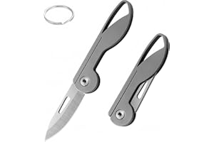 Tibapla Titanium Alloy Pocket Folding Knife with Keyring, Grey Mini Folding Knife, Portable Small EDC Folding Utility Knife f