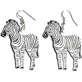 MALOYANVE Zebra Acrylic Dangle Earrings for Women Exaggerated Bohemian Funny Cartoon Horse Animal Earrings Lovely Jewelry