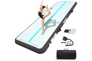 LVAOSTT Gymnastics Air Mat Tumbling Mat 13ft/16ft/20ft Tumble Track, Inflatable Tumbling Mat 4/8 inch Thickness Gymnastics Air Training Mats with Electric Air Pump for Home Use/Tumbing Meditation/Cheerleading/Water Use