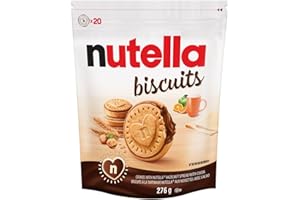 NUTELLA BISCUITS; Nutella Cookie; Golden-baked; Crunchy Cookies filled with Nutella Hazelnut Spread; Pack of 20 Cookies; 276g