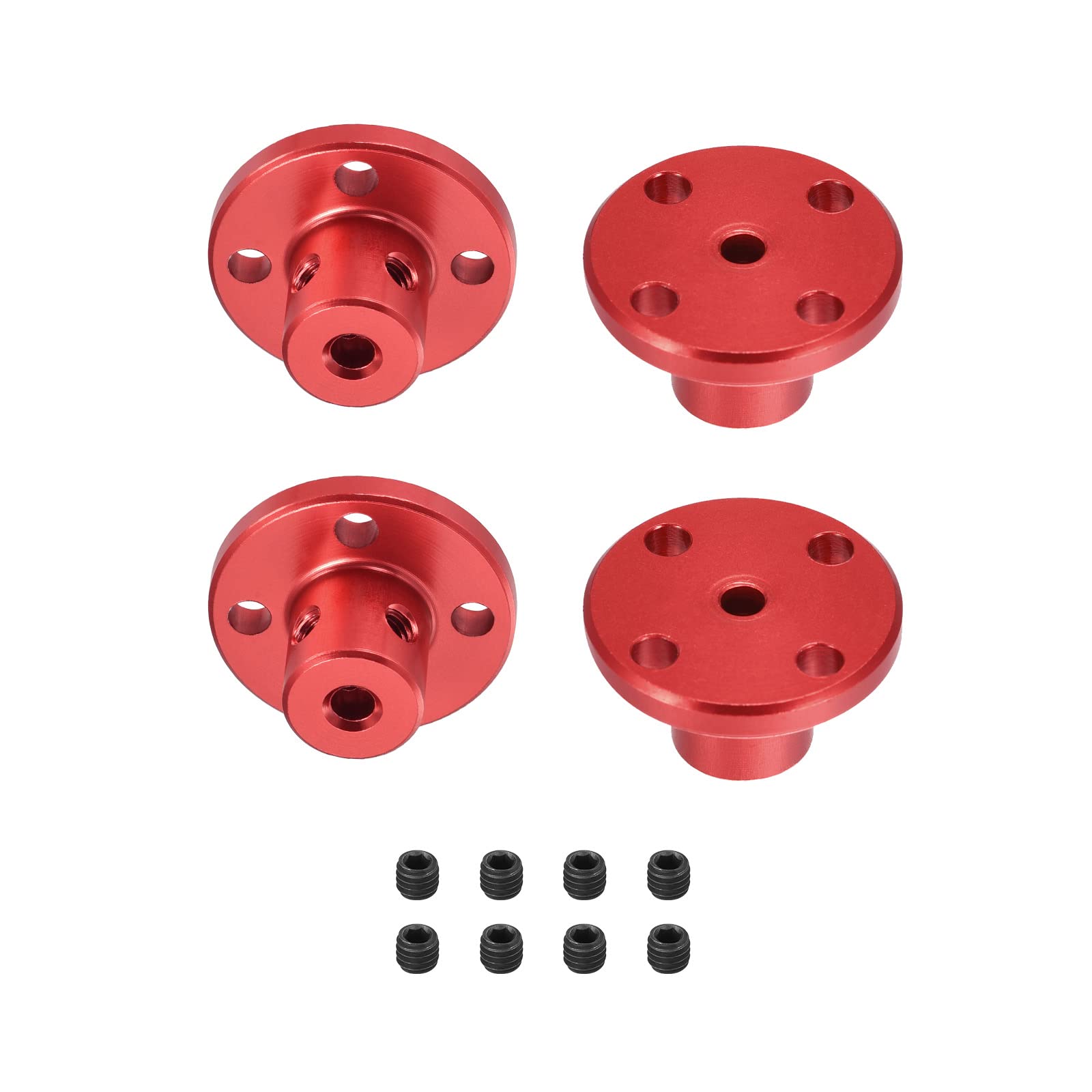DMiotech 4 Pack 3mm Inner Dia H13xD10 Flange Coupling Connector Rigid Guide Shaft Support Coupler Shaft Coupling with Screws for DIY RC Model Motors Red