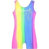 Nymphperi Gymnastics Leotards for Girls One Piece Sleeveless Biketards Colorful Tumbling Bodysuits Stretchy Unitard