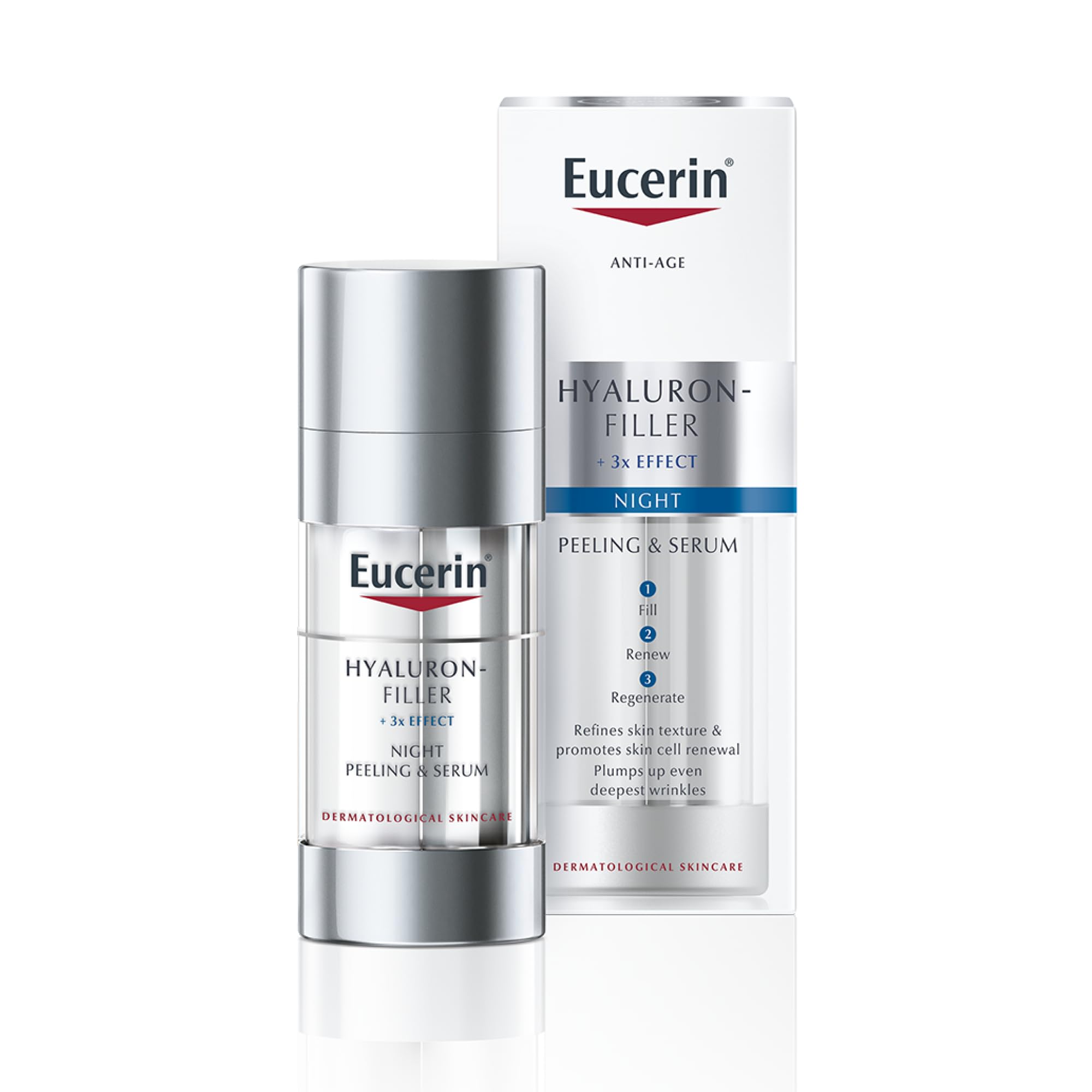 Eucerin Hyaluron-Filler Night Peeling & Serum 30ml, Dual-Efficacy Serum to Reduce Visible Signs of Ageing, Advanced Skincare with Hyaluronic Acid and AHA