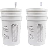 FastRack 2-Pack 6.5 Gallon Fermentation Bucket with Lid &amp; Airlocks | White | BPA-Free Food-Grade HDPE Brew Buckets with Grommeted Lids for Beer, Wine, Mead &amp; Cider