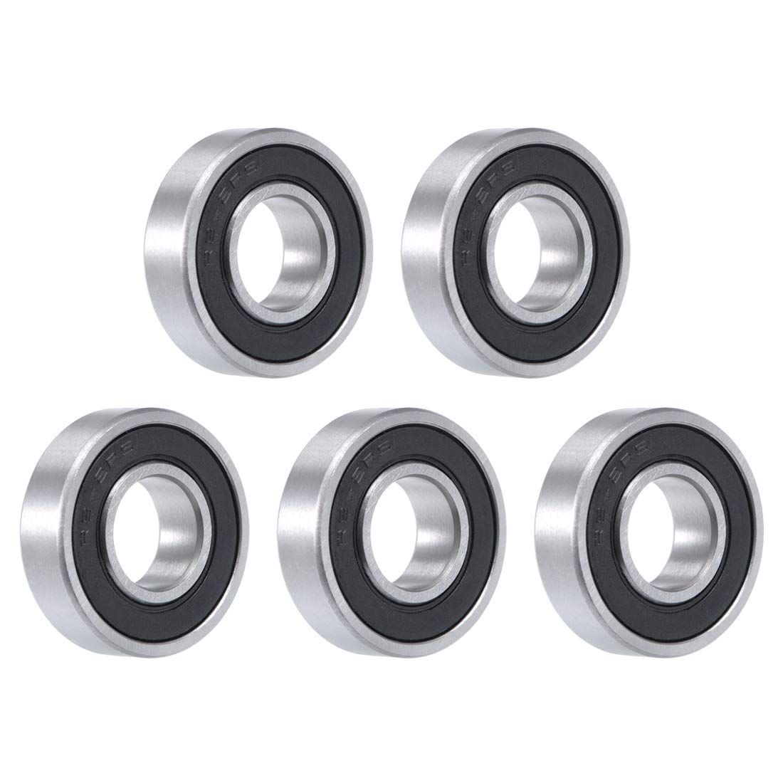 sourcing map R8-2RS Deep Groove Ball Bearing 1/2"x1-1/8"x5/16" Double Sealed Chrome Steel Bearings 5-Pack
