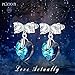 Bow-knot Earring PLATO H Heart Shape Stud Earring 925 Sterling Silver Heart & Butterfly Earrings Set with Swarovski Crystals Woman Stud Earrings Romantic Gift for Her, Ocean Blue