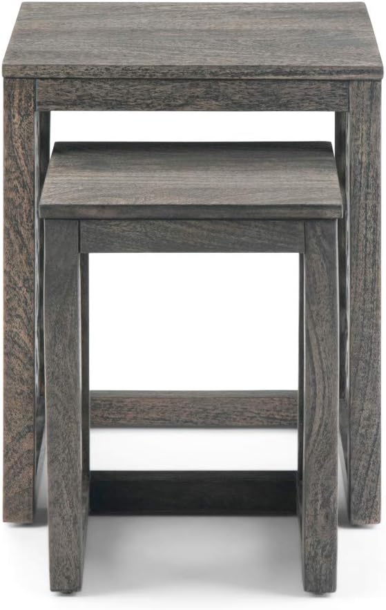 Simpli Home Polly Solid Mango Wood 17 inch wide Square Rustic Contemporary 2 Pc Nesting Table in Barnwood Brown, Fully Assembled, for the Living Room and Bedroom: Furniture & Decor
