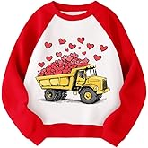 HQHKEPWA Valentines Day Sweatshirt Girls Boys Valentine's Monster Truck Heart Kids Toddler Shirt Graphic Long Sleeve for 2-7T