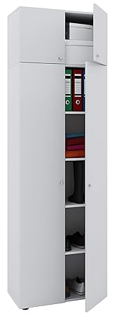 VCM Schrank Universal Kleiderschrank Mehrzweckschrank Dielenschrank Weiß 218 x 70 x 40 cm 'Vandol' Auswahlmöglichkeiten