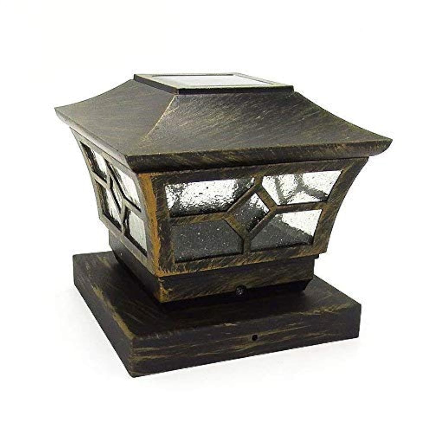 CHEEKON 5-1/2 x 5-1/2 Solar Post Cap Lights, Bronze, Metal and Glass, Outdoor Garden Yard Deck Street Top Wall
