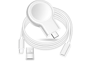 XIWXI [3-in-1] Fast Apple Watch Charger, Portable Magnetic Charging USB Type C Cable [3.3FT/1M], Wireless Charger Compatible with iWatch Series Ultra/8/7/6/SE/SE2/5/4/3/2/1-White