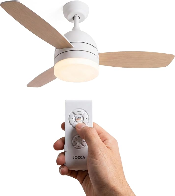 – Deckenventilator mit verstellbarem LED-Licht | Weißer Fächer aus Naturholzimitat | Fernbedienung | 3 Geschwindigkeiten | 70W| Timer| Durchmesser 106cm| Sommer- und Winterfunktion