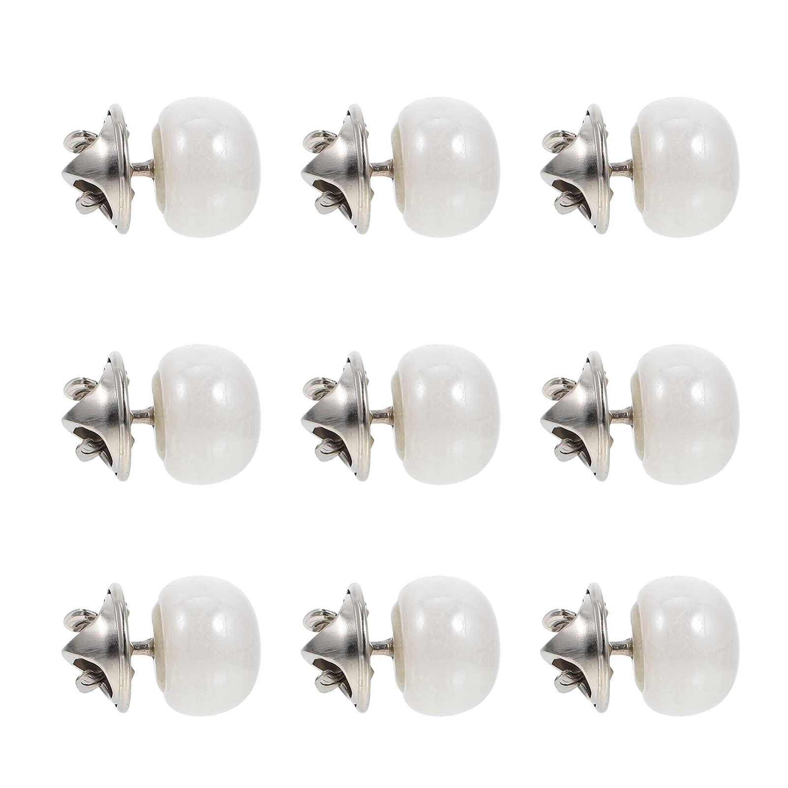 Artibetter Rhinestone Buttons 10pcs Women Shirt Brooch Buttons Cover Up Buttons Safety Brooch Pins Decorative Snap Buttons Bead Brooch Lapel Pins for Clothing Dress (White) Pearl Buttons