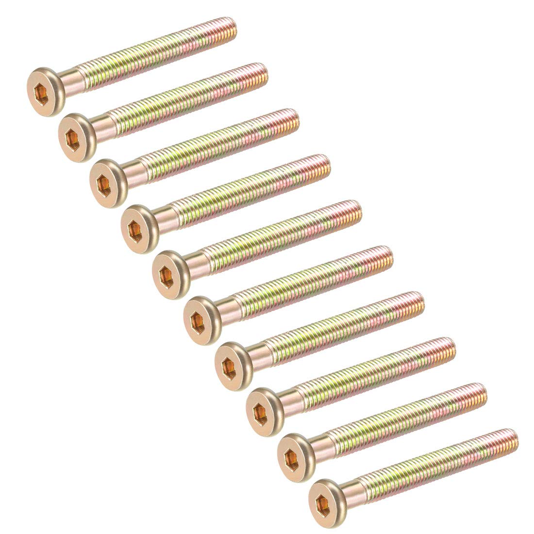 sourcing map M8x65mm Furniture Screw Hex Socket Machine Screws Zinc Plated Fasteners Bolts Half Thread Carbon Steel 15Pcs