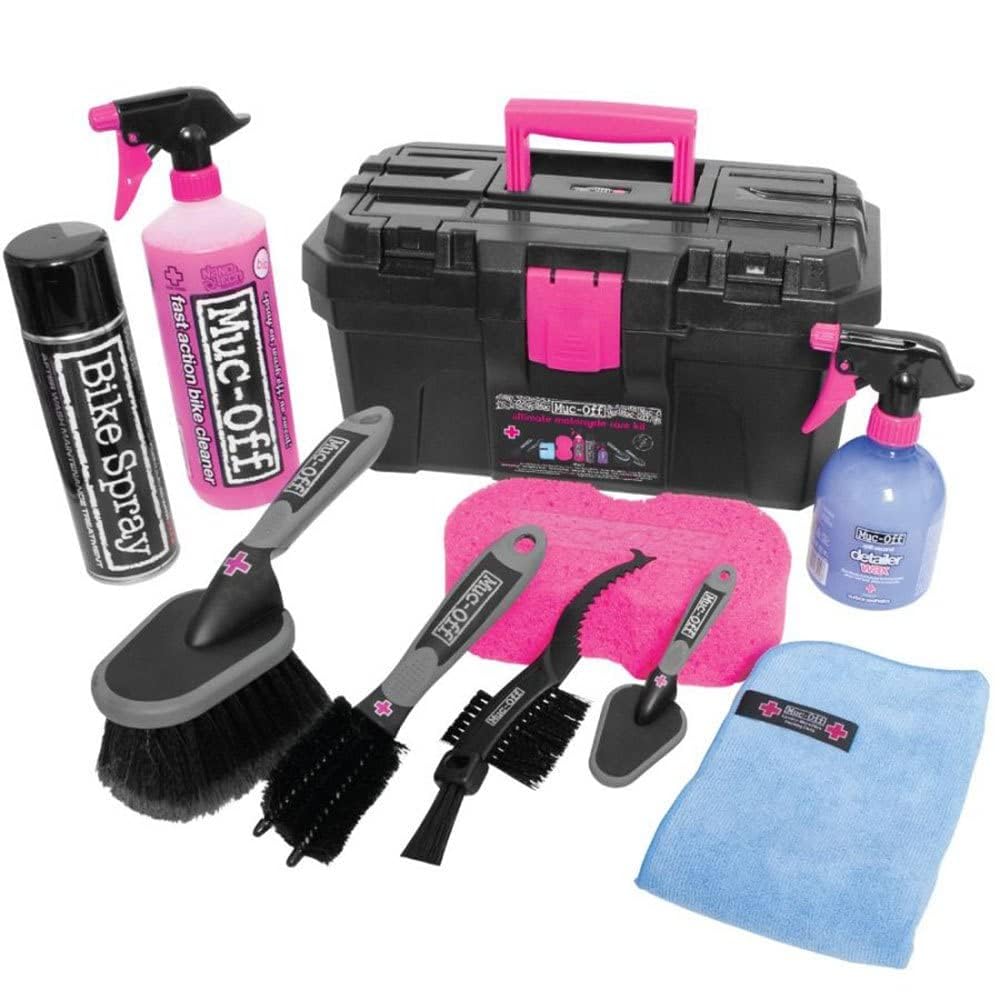 Muc-Off Ultimate Motorcycle Care Kit - Motorbike Cleaning Kit with Nano Tech Motorcycle Cleaner, Cleaning Brush Set, Protectant, Speed Polish & Storage Tool Box