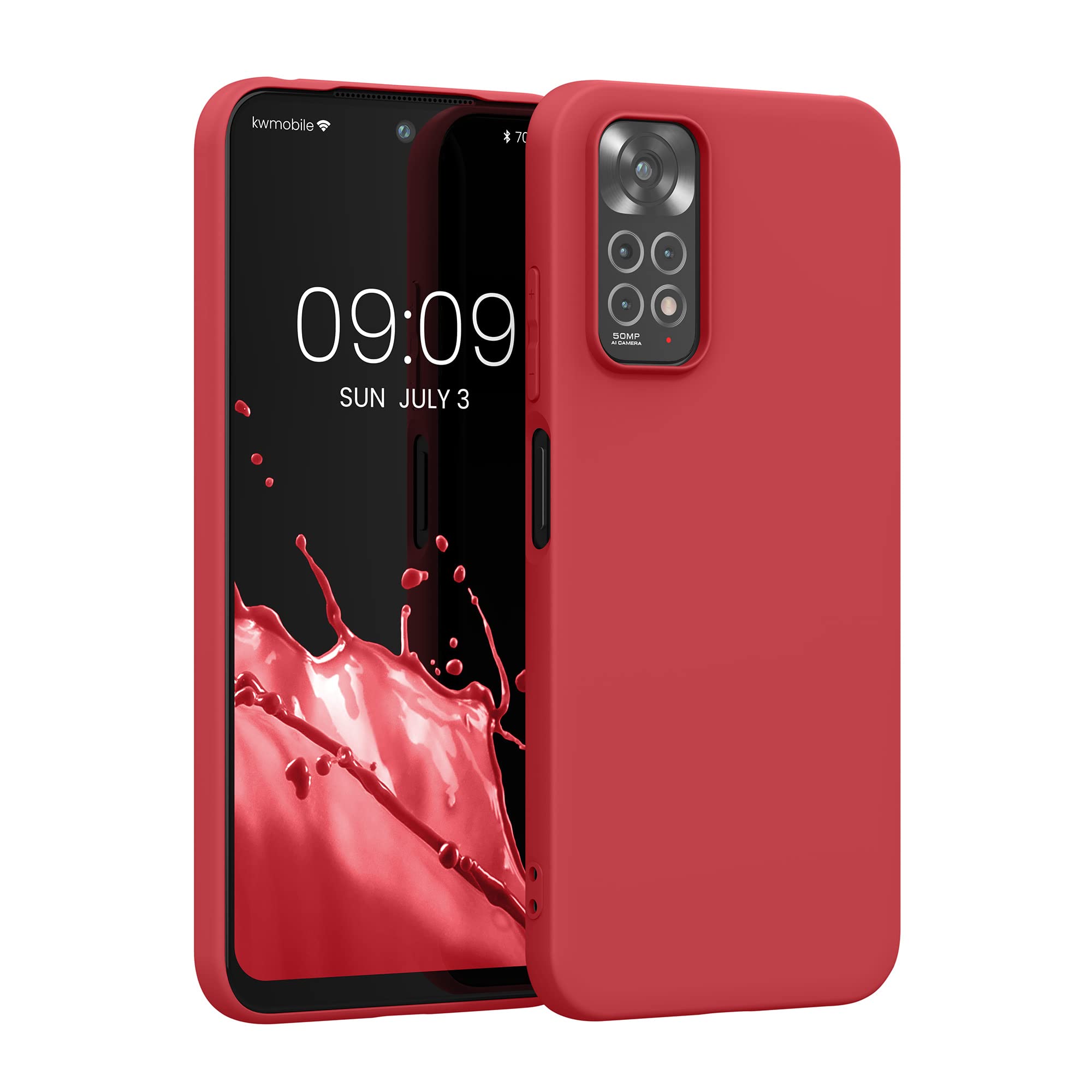 kwmobile Case for Xiaomi Redmi Note 11 / Note 11S Case - Soft Cover - Shockproof TPU Material - Wireless Charging - Red — image 1