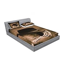 Ambesonne Western 2 Pack Fitted Sheet & Pillow Sham