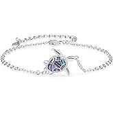 PRAYMOS Sea Turtle Bracelet for Women 925 Sterling Silver Turtle Bracelet Adjustable Ocean Beach Bracelet Sea Turtle Jewelry Gifts