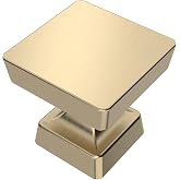 Amerdeco 10 Pack Brushed Gold Cabinet Knobs 1.2" | Single Hole Cabinet Handles Dresser Knobs Drawer Knobs and Pulls for Bathroom Cabinets ZH0008