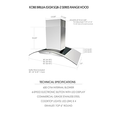 Buy Kobe Range Hoods Isx2430sqb 2 Island Range Hood 30 Inch Stainless Steel Online In Indonesia B0778ypchr