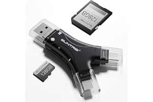 4 in 1 SD Card Reader for iPhone/ipad/Android/Mac/Computer/Camera, Micro SD Card Reader Plug and Play Trail Camera Viewer, Po