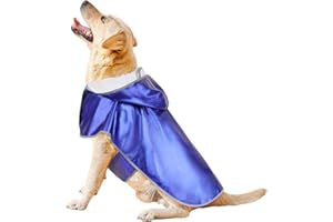 WEESIBER Waterproof Dog Raincoat - Reflective Dog Rain Jacket Lightweight Dog Poncho Dog Rain Coats with Transparent Brim Hood & Harness Hole, Pet Rainwear Dog Slicker for Dog Walking in The Rain(Large, Blue)