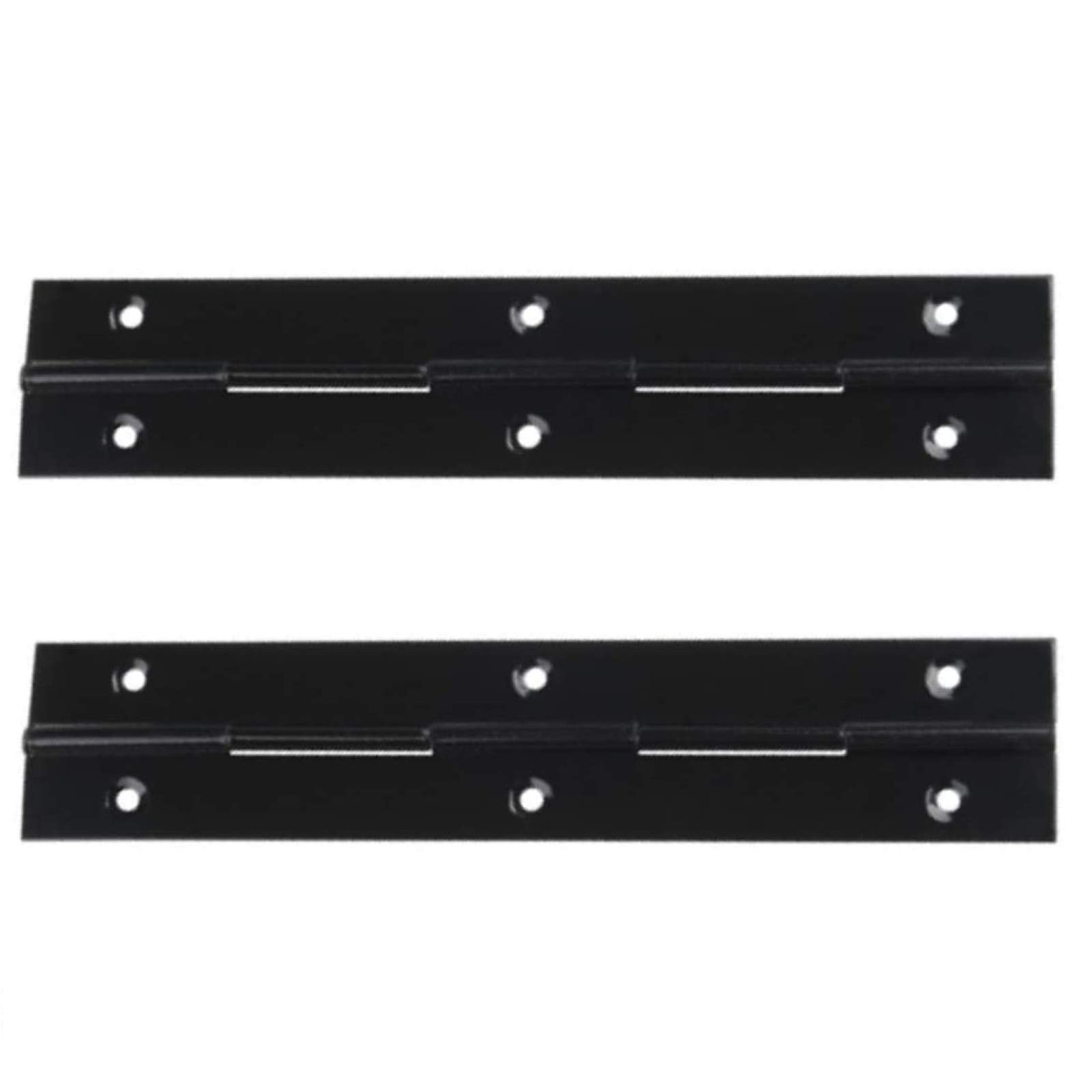 2X 1M (1000mm) Continuous Steel Metal Piano Hinge Strap Multi Colours with Holes by BMF DIRECT® (Black)