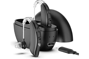 Rechargeable Hearing Aids for Seniors with Smart Noise Cancelling, Anti-Howling Technology, Volume Control, Auto On/Off & Cha