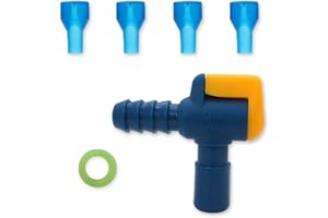 CIEYOONI 4pcs Bite Valve Replacement for Camelbak, Hydration Pack Mouthpiece with 1 Angled Tube Connector and O-Ring Replacement Parts for Camelbak Backpack Water Reservoir (4, Blue)