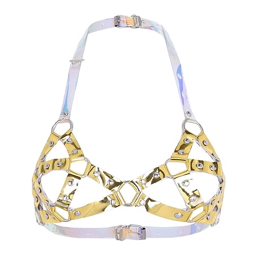 iEFiEL Büstenhalter Frauen Harness BH Leder Käfig Brust Geschirr Erotik Lingerie Dessous BH Wetlook Unterwäsche Gogo Kostüm C