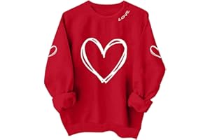 Hnodov Valentine Shirts for Women Sweatshirts Love Heart Print Sweater Casual Long Sleeve Crewneck Pullover Tops
