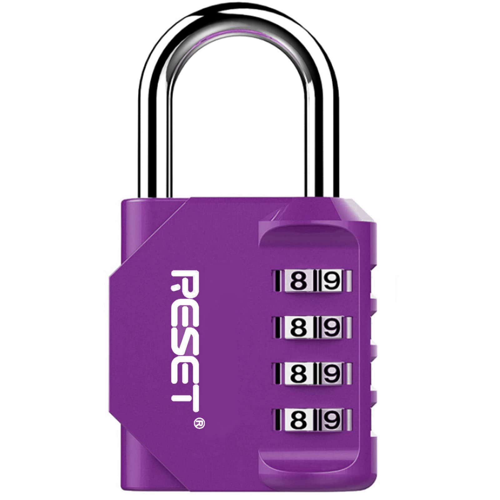 RESET-060 4 Digit Combination Padlock, Outdoor Lock, Indoor Padlock, Ideal for School Locker, Gym Locker, Fence, Gate, Hasp, Shed, Toolbox, Purple, 1-Pack