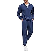 COOFANDY Men's Tracksuit 2 Piece Quarter Zip Sweatsuit Sets Casual Athletic Running Jogging Suits